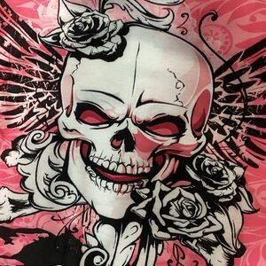 Pink Skull Graphic Shirt M